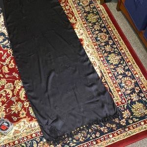 Silky long beaded black shawl